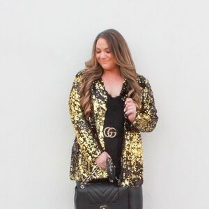 NEW Black & Gold Sequin Blazer